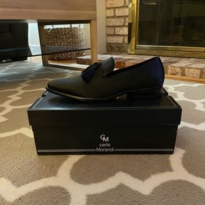 carlo Morandi Tasseled Satin Loafers